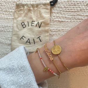 Madewell jewelry bundle | three adjustable madewell bracelets and bien fait bag